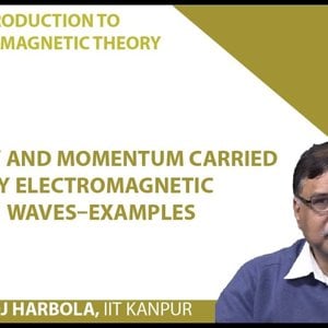 Introduction to Electromagnetism by Prof. Manoj Harbola (NPTEL):- Energy and momentum carried by electromagnetic waves–examples