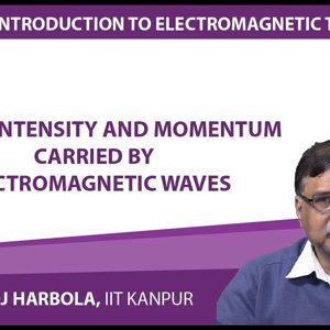 Introduction to Electromagnetism by Prof. Manoj Harbola (NPTEL):- Energy, intensity and momentum carried by electromagnetic waves
