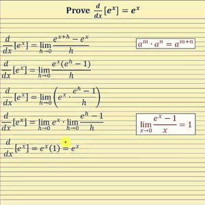 Proof - The Derivative of f(x) = e^x:   d/dx[e^x]=e^x (Limit Definition)