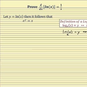 Proof - The Derivative of f(x)=ln(x): d/dx[ln(x)]=1/x   (Implicit Diff)