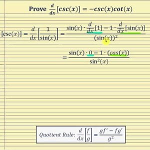 Proof - The Derivative of Cosecant   d/dx[csc(x)]