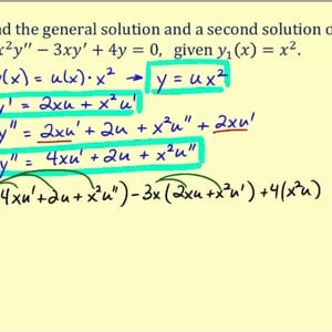 Reduction of Order - Linear Second Order Homogeneous Differential Equations Part 1