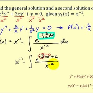 Shortcut Reduction of Order - Linear Second Order Homogeneous Differential Equations Part 2