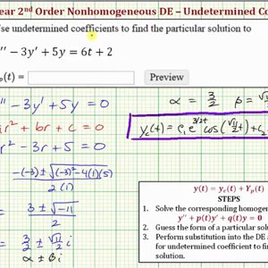 Find a General Solution to a Nonhomogeneous DE Using Undetermined Coefficients (Linear)