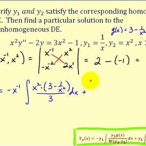 Determine a Particular Solution of a Second Order DE using Variation of Parameters