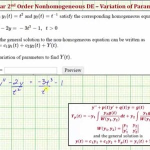 Find a Particular Solution to a Nonhomgeneous DE Using Variation of Parameters