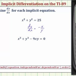 Perform Implicit Differentiation on the TI-89 - YouTube