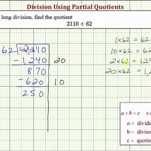 Ex: Division Using Partial Quotient - Four Digit Divided by One Digit (With Remainder)