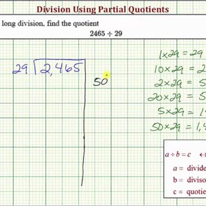 Ex: Division Using Partial Quotient - 4 Digit Divided by 2 Digit (No Remainder)