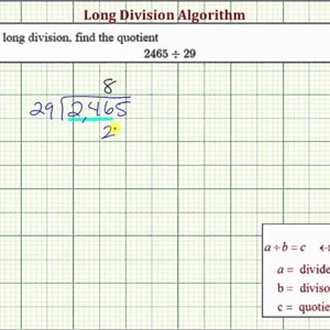 Ex: Long Division - 4 Digit Divided by 2 Digit (No Remainder)