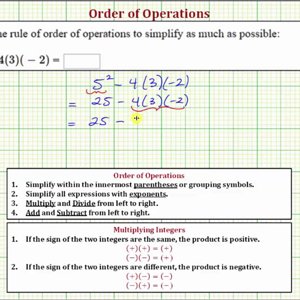 Ex 4:  Evaluate an Expression using Order of Operations:  a^2-bcd (integers)
