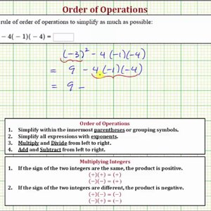 Ex 3:  Evaluate an Expression using Order of Operations:  a^2-bcd (integers)