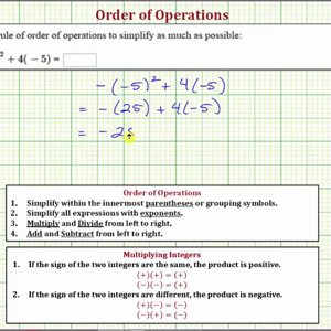 Ex 1:  Evaluate an Expression using Order of Operations:  a^2-bcd (integers)