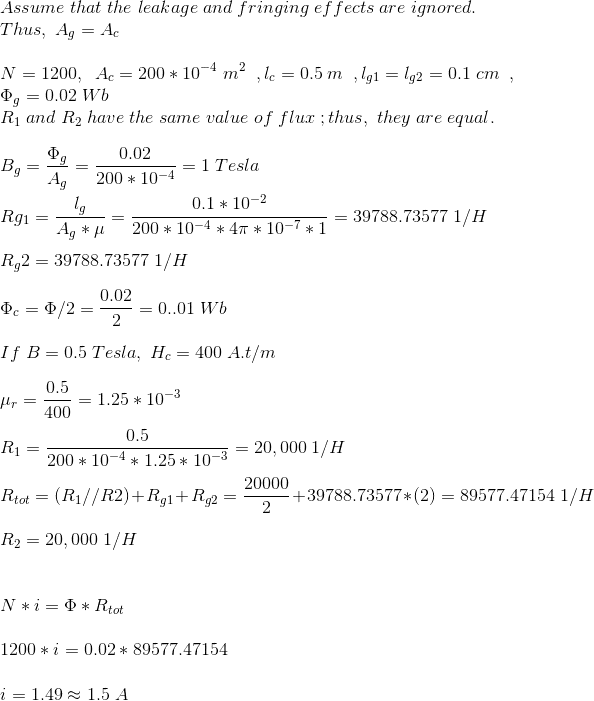 Determine the shunt field current in a magnetic circuit