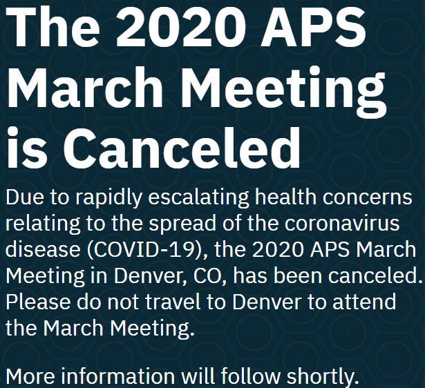 2020 APS March Meeting (in Denver) canceled