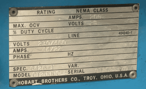 Welding machine clearance wattage