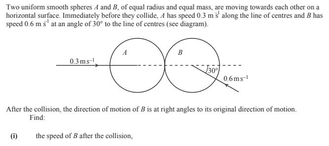 2-D Momentum Problem -- Elastic collision of two spheres