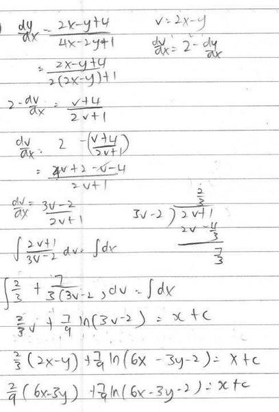 Differential Equation Of Dy Dx 2x Y 4 4x 2y 1 Physics Forums
