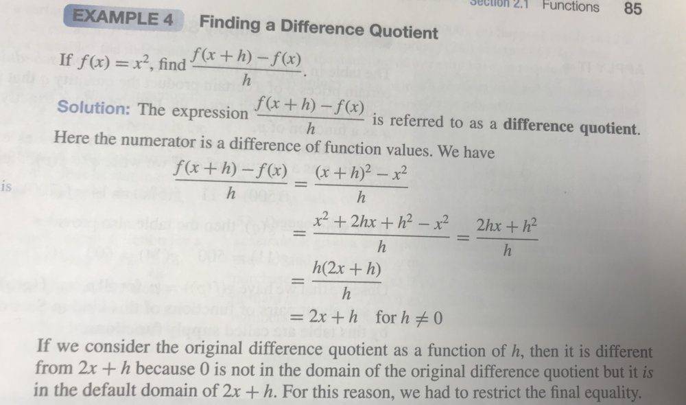 Find the online difference quotient