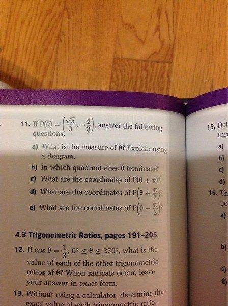 How do you find the coordinates flipped for Trig question 11 part c?