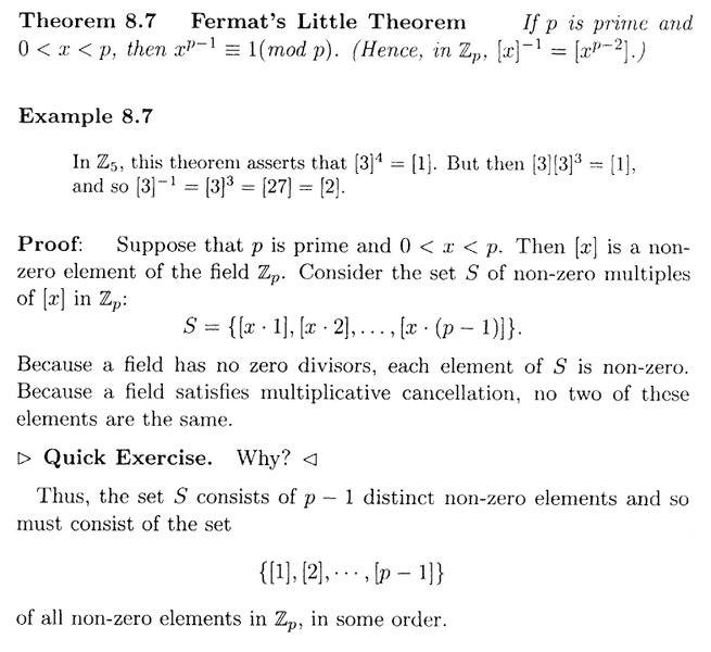 Fermat's Little Theorem ... Anderson and Feil, Theorem 8.7 . | Physics ...