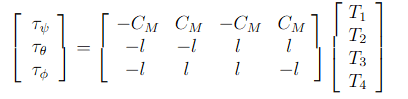 Why Do Quadcopter Control Equations For Roll And Pitch Exclude 