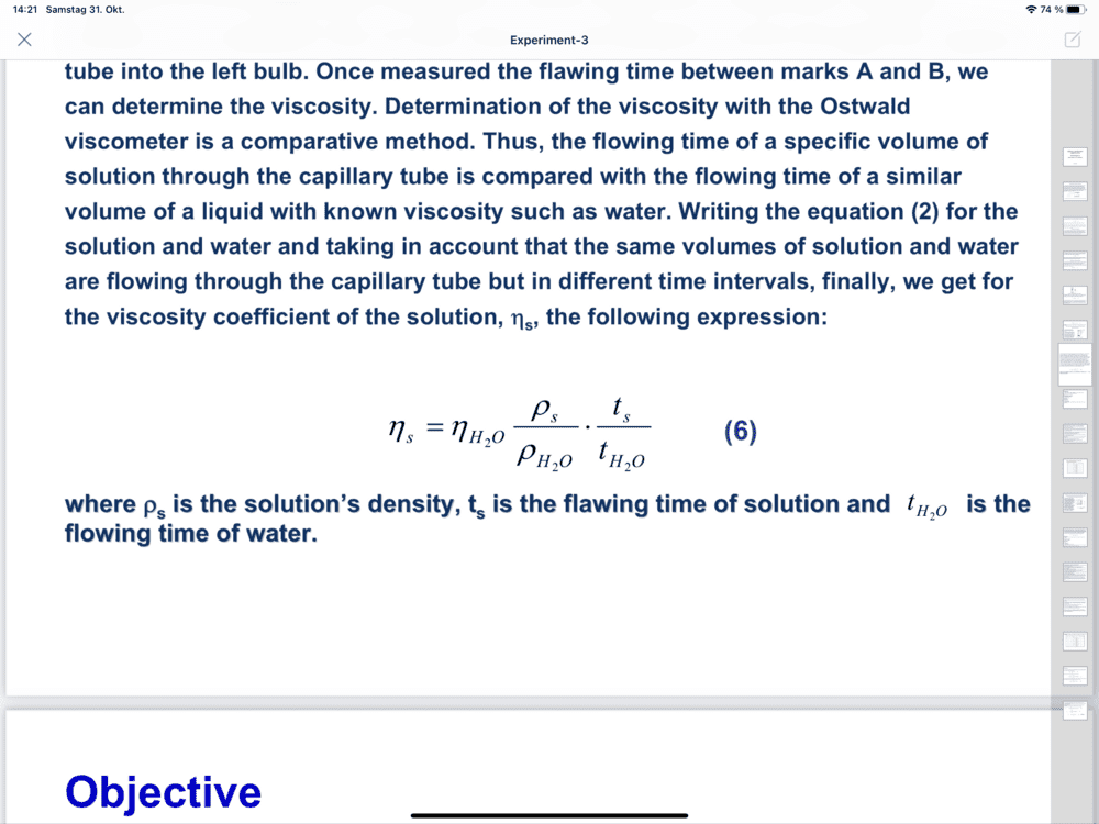 Experiment using an Ostwald