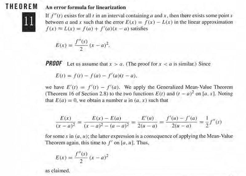 An Error Formula for Linearization (involving second Derivative)