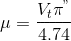 gif.latex?\mu%20=\frac{V_{t}\pi%20^{%22}}{4.74}.gif