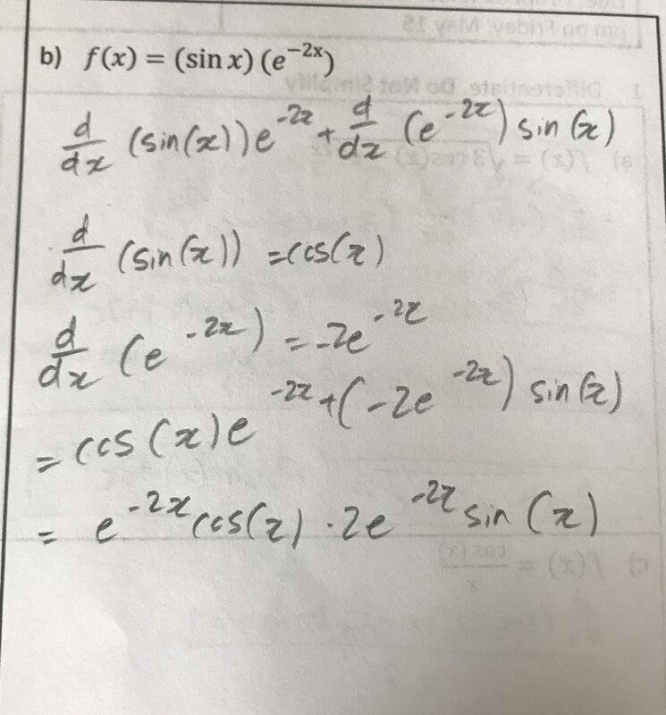 Differentiate And Simplify F X Sinx E 2x Physics Forums