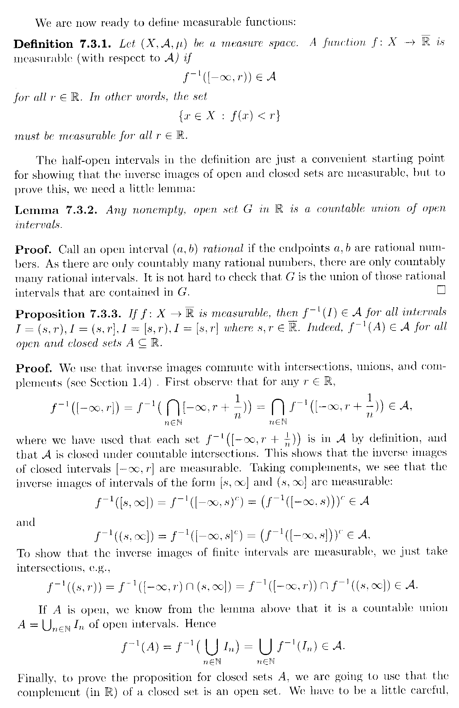 Lindstrom - 2 - Section 7.3 ... Measurable Functions ... Part 2 .png