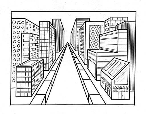 How to Draw an Easy City in One-Point Perspective - Really Easy