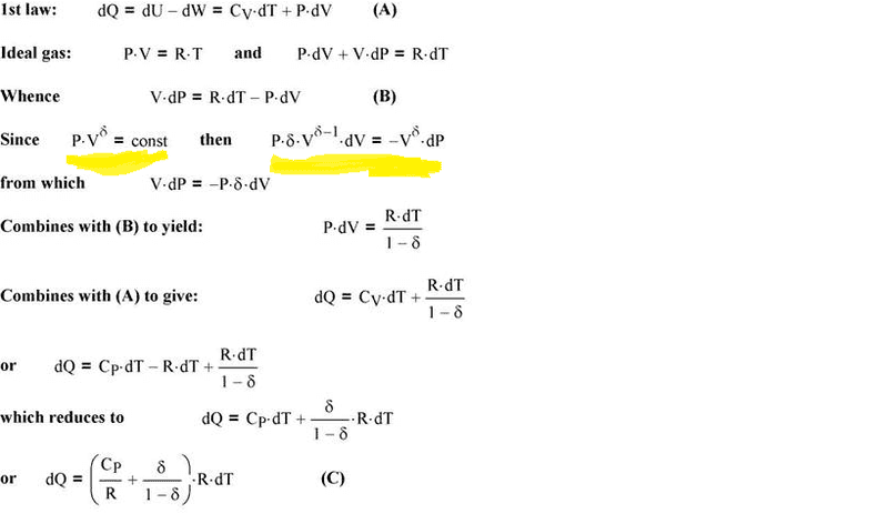 How to Derive PdV=RdT/(1-δ) from the Polytropic Process Constant Equation?