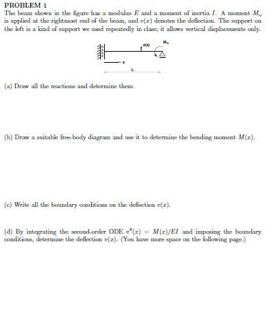 Solid Mechanics, Calculating Reaction Forces And M(x) For A Cantilever 