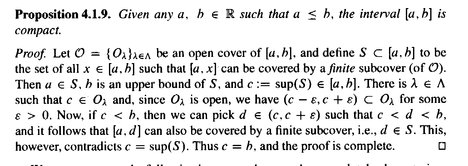 Closed and Bounded Intervals are Compact Sohrab Propostion