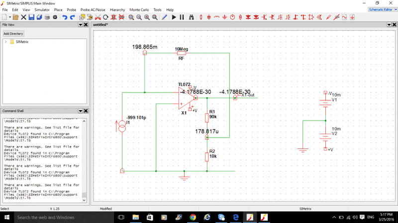 Effect on the output using a TL 072 op-amp