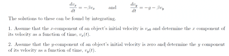 Integrating velocity equation problem