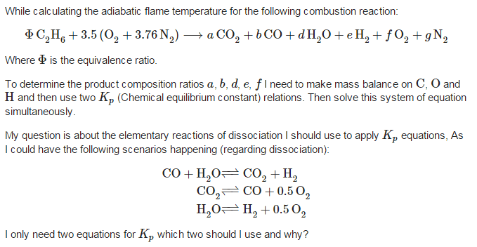 Chemical equilibrium for simultaneous dissociation reactions