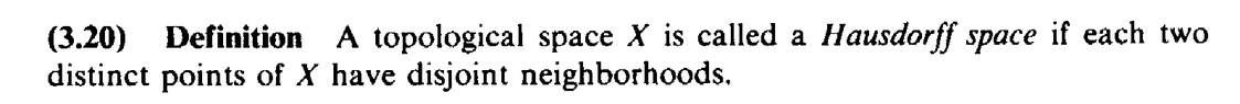 Stromberg -  Defn 3.20 ... Defn of a Hausdorff Space .... .png