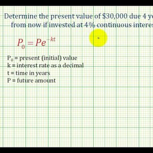 Ex:  Present Value of One Time Investment Given Future Value