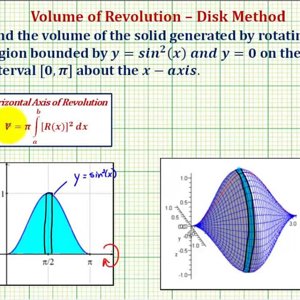 Ex 2: Volume of Revolution Using the Disk Method (Sine Squared Function)