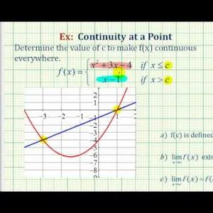Ex 3:   Find the Value of c to Make a Piecewise Defined Function Continuous Everywhere