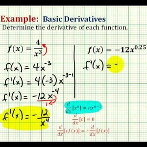 Ex 2:   Derivatives Using the Power Rule with Negative and Decimal Exponents