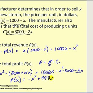 Finding Max and Mins Applications: Part 2