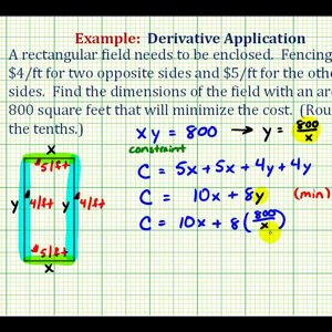 Ex:  Derivative Application - Minimize the Cost of a Fenced Area - YouTube