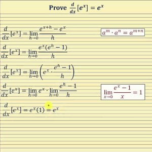 Proof - The Derivative of f(x) = e^x:   d/dx[e^x]=e^x (Limit Definition)